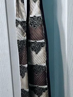 Giorgio Cosani Striped Damask Tie in Brown & Cream